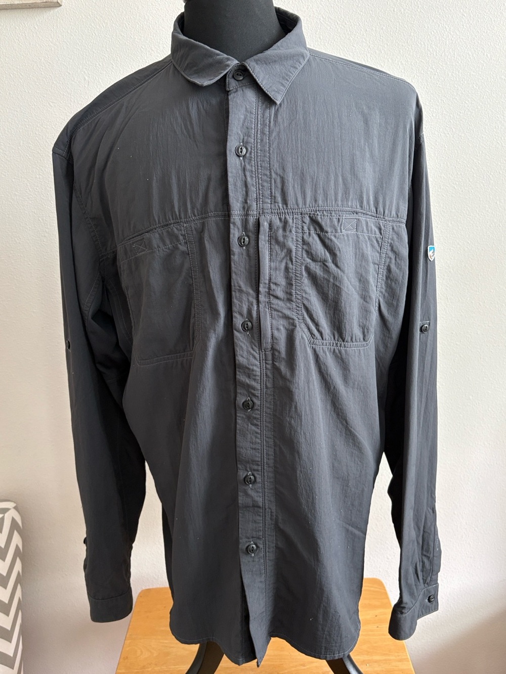 Kuhl Airspeed Nylon Men's Charcoal Button Down Shirt Size XXL